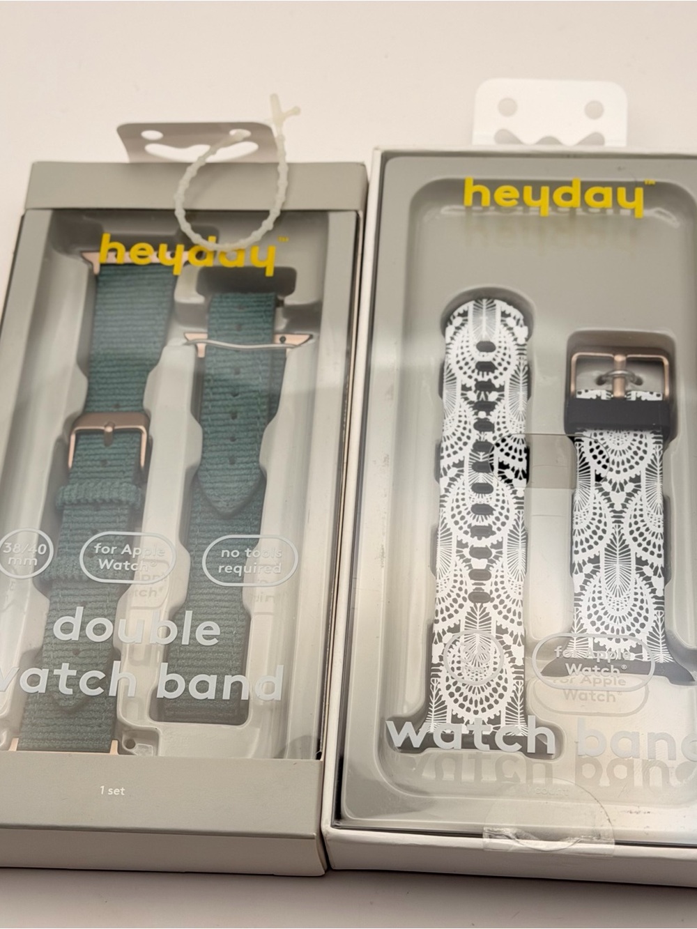 Heyday Apple Watch Band Pack of 2, 38/40/41mm, Green & White Pattern